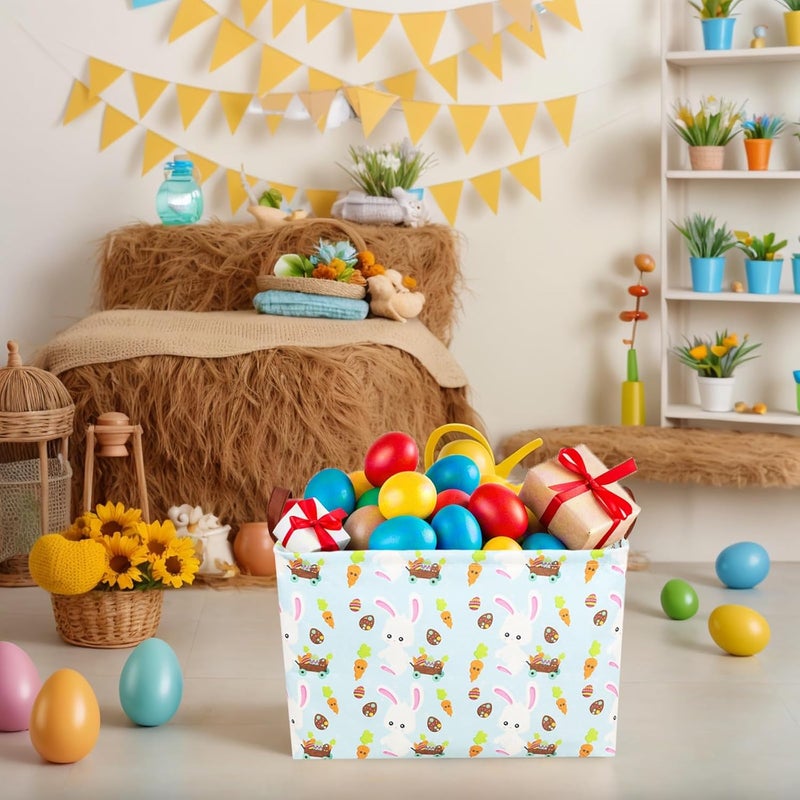SETAMA Large Empty Easter Basket for Kid Fabric Personalized Bunny Eggs Easter Gift Basket for Boy and Girl (Rabbit Easter Egg Carrot) - Image 2